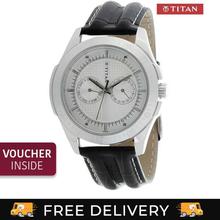 Titan 1587SL03 Tagged Silver Dial Analog Watch For Men - Brown