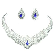 Elegant Pear Crystal Diamond Necklace and Earring Set for Women