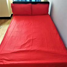 Red Plain Cotton Bedsheet with Pillow Covers