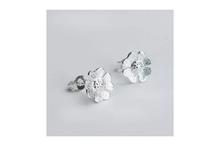 Silver Four-leaf Flower Design Stud Earrings