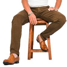 Virjeans Stretchable Cotton Check Chinos Pant for Men (VJC 712) Brown