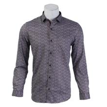 Turtle Purple Leaves Printed Full Sleeve Formal Shirt For Men (4002) + 6 Pairs of Happy Feat Socks