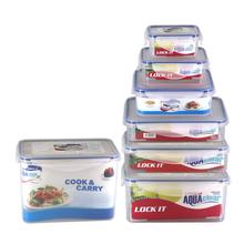 Prime Houseware Lock It Aqua Clear Rectangular Container 7 Pcs Set