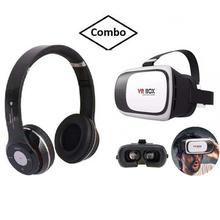 Combo Offer Pack Of VR Box 3D Virtual Reality & Bass Wireless Bluetooth Headphone