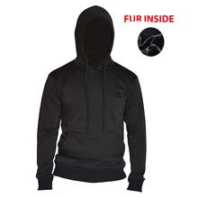 Trendy Winter fur hoodie For Men - Black
