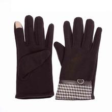 Plain Fancy Screen Touch Gloves Fur Inside Brown