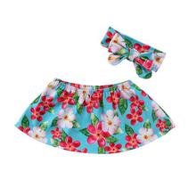 Baby Girl Clothes Floral Strapless Tops Skirts+Headband Outfit Sunsuit