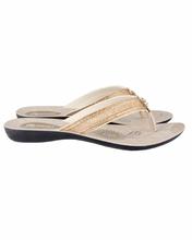 Shikhar Women's Stone Slip Yellow Sandal With Golden Strap