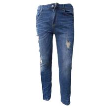 Light Blue Stretchable Grunge Denim For Men