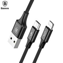 Baseus 2 in 1 3A USB Fast Charging Cable For iPhone & Micro USB Cable For Android Devices