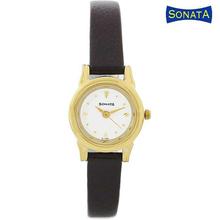 Sonata 8925YL01 White Dial Analog Watch For Women - Black