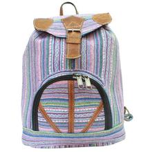 Purple/Pink Printed Hemp Backpack For Women