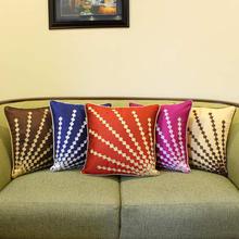 Set Of 5 Colorful Raw Silk Printed Cushion Covers- Multicolored