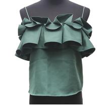 Women Shoulder Crop Tops - Green