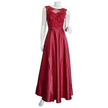 Red Front Bow Stone Embellished Gown For Women