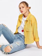 Drop Shoulder Ripped Denim Jacket