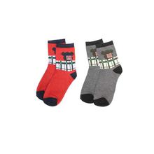 Combo Of 3 Pair Printed Socks For Kids -Grey/Red/Blue