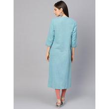 Women Blue Solid Straight Kurta