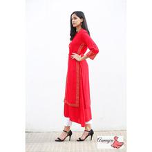 Red Double Layer A Cut Kurti For Women