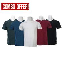 Pack of 5 Cotton Plain Tshirt For Men