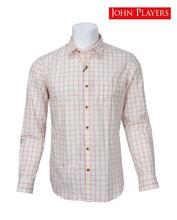 John Players White Cotton Checkered Shirt For Men JP32SCS18019