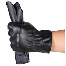 Men Leather PU Driving Gloves-Black