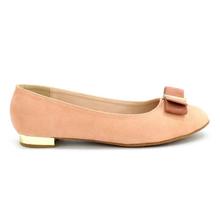 DMK Light Peach Suede Bowed Pump Flat Shoes For Women - 37235