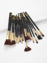 Star Pattern Detail Cosmetic Makeup Brush 15Pcs