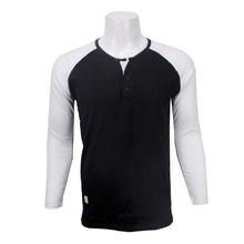 Full Sleeve Henley Baseball Tshirt - Black/White