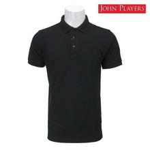 John Players Black Cotton Polo T-Shirt For Men JP32 COSLBLK
