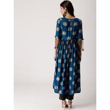 Women Printed Rayon A-line Kurta  (Dark Blue)