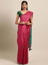 Stylee Lifestyle Magenta Ikkat Silk Jacquard Saree-2153