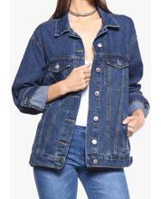 Dark Blue Jeans Oversize Jacket For Women