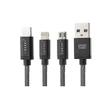 Earldom Ks885 3-In-1 8-Pin/Micro-Usb/Type C To Usb 2.0 Data Sync/Charging Cable