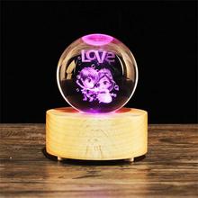 LED Crystal Ball Wooden Luminous Music Box Rotary Wireless Bluetooth Speakers