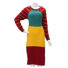 Red/Blue/Yellow Full Sleeve Long Woolen Top For Women