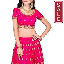 SALE-Fast Fashions Women's Pink Heavy Embroidered Taffeta