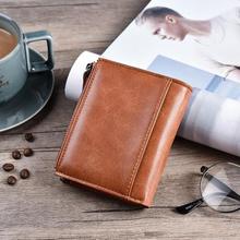 Tri-bifold Wallet Purse PU Leather Men's Wallet Hasp