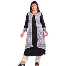Paislei two layered black Kurti with abstract printed white jacket For Women - AW-1920-01