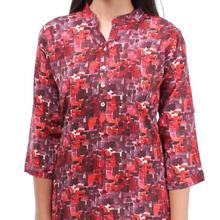 Purple/Red Printed Front Buttoned Designed Kurti For Women