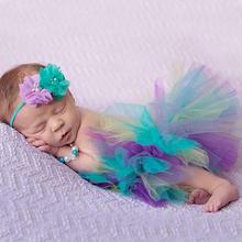 SALE- Rainbow Newborn Baby Skirt with Headband