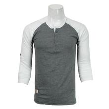 Men's Baseball Full Sleeves Grey White Tshirt