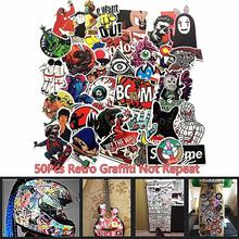 50PCS Waterproof Retro Cartoon Graffiti Stickers For Laptop Helmat