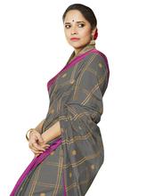 Stylee Lifestyle Grey Banarasi Silk Jacquard Saree -1489