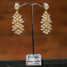 White/Golden Dangler Drop Earrings For Women