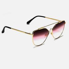 Cat Eye in Shaded Pink Lenses with Golden Metal Frame Sunglasses