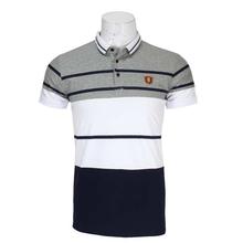 Multicolor Striped Polo Neck Half Sleeves T-Shirt For Men