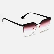 Rimless Cat Eye in Shaded Pink Lenses With Black Metal Legs
