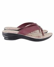 Shikhar Women's Maroon Strap Flat Toe Slip Sandal