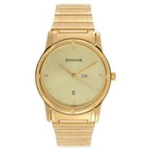 Sonata 7023YM08 Gold Dial Analog Watch For Men